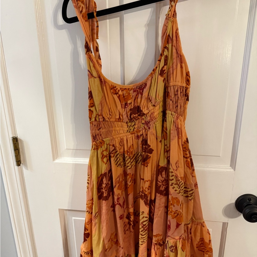 Free People Floral Orange Sleeveless Dress
